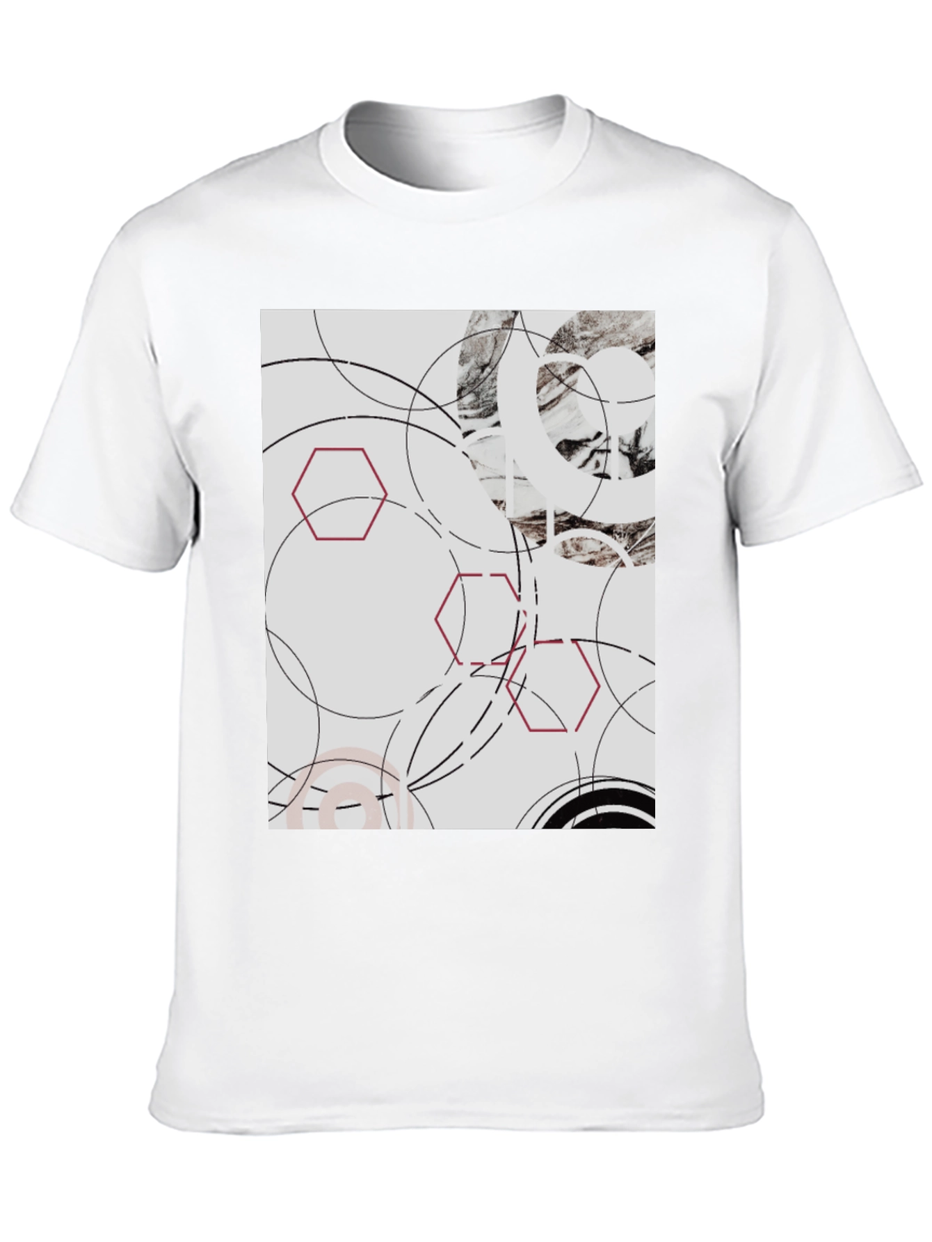 Abstract Geometric Graphic Print Black T-Shirt