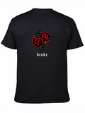 Broke Roses Graphic Tee - Black Casual T-Shirt
