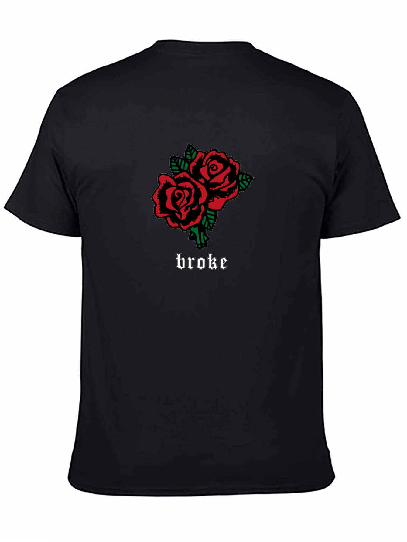 Broke Roses Graphic Tee - Black Casual T-Shirt