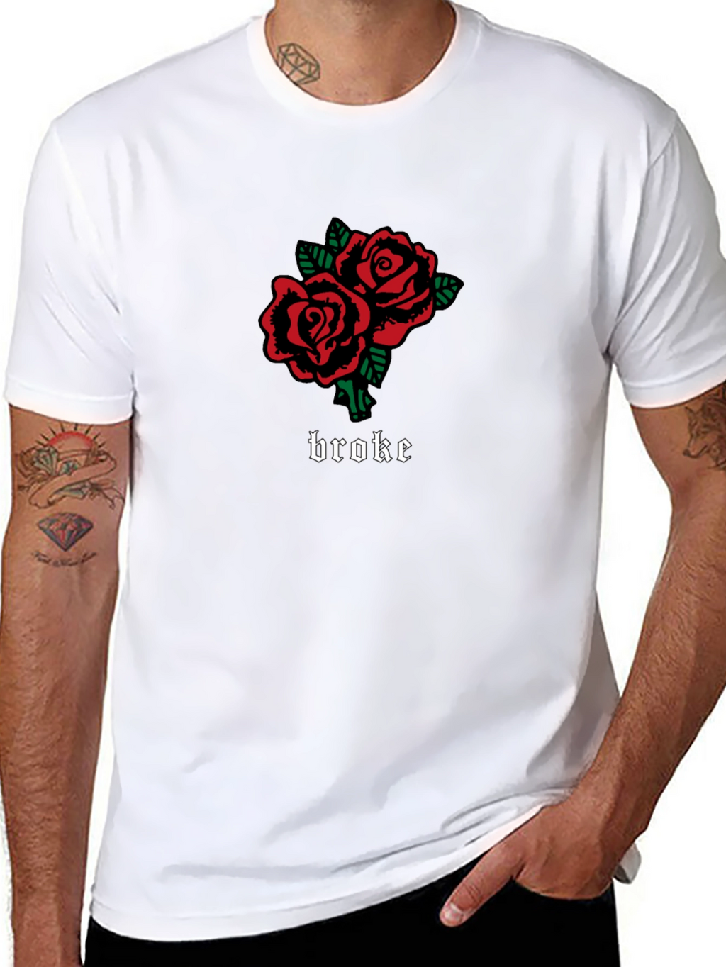 Broke Roses Graphic Tee - Black Casual T-Shirt