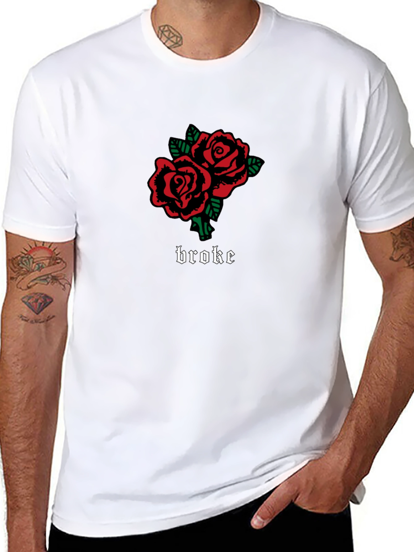 Broke Roses Graphic Tee - Black Casual T-Shirt