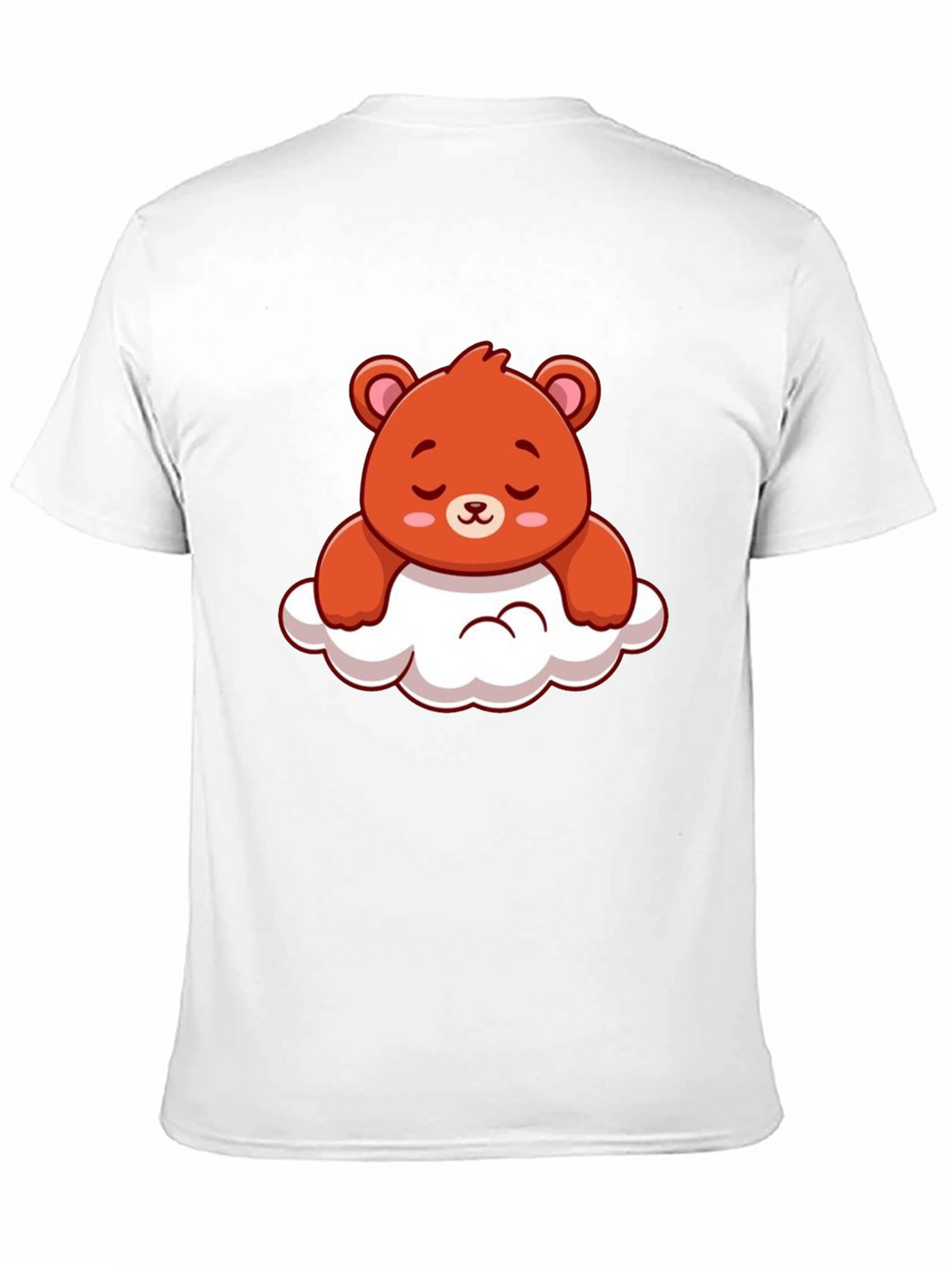 Cute Bear on Cloud Graphic Black T-Shirt