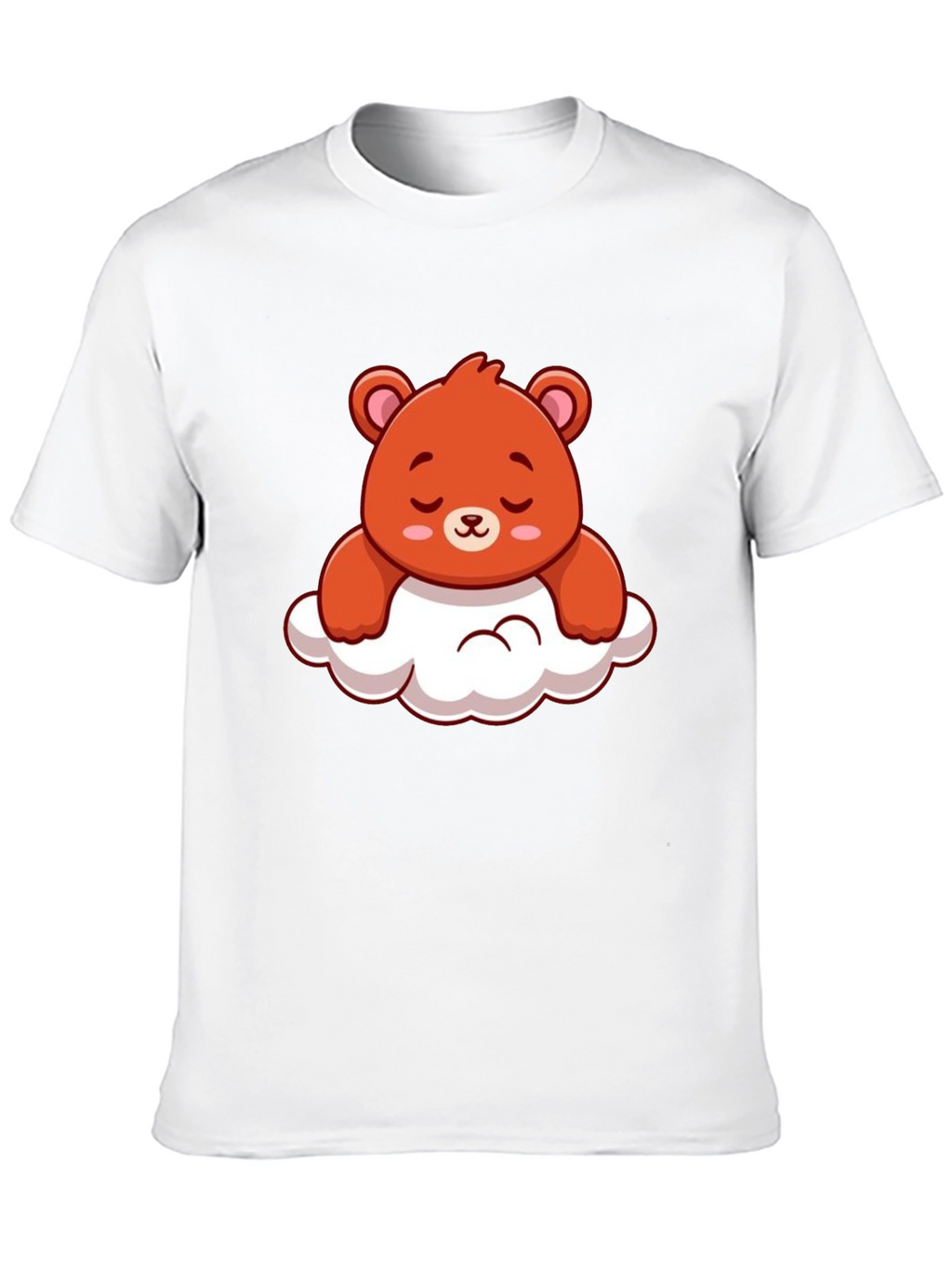 Cute Bear on Cloud Graphic Black T-Shirt