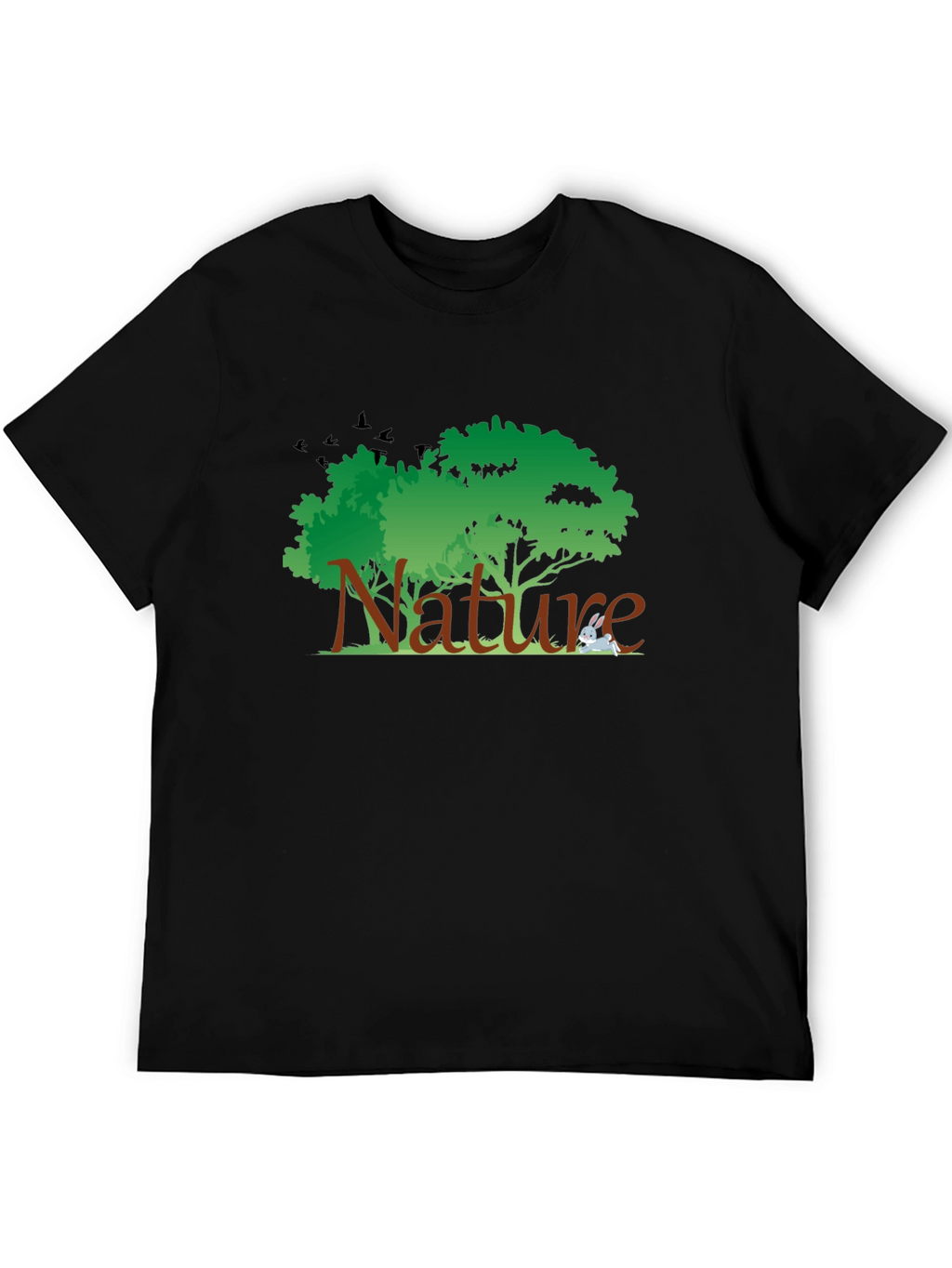 Nature Graphic Tee - Black Cotton T-Shirt