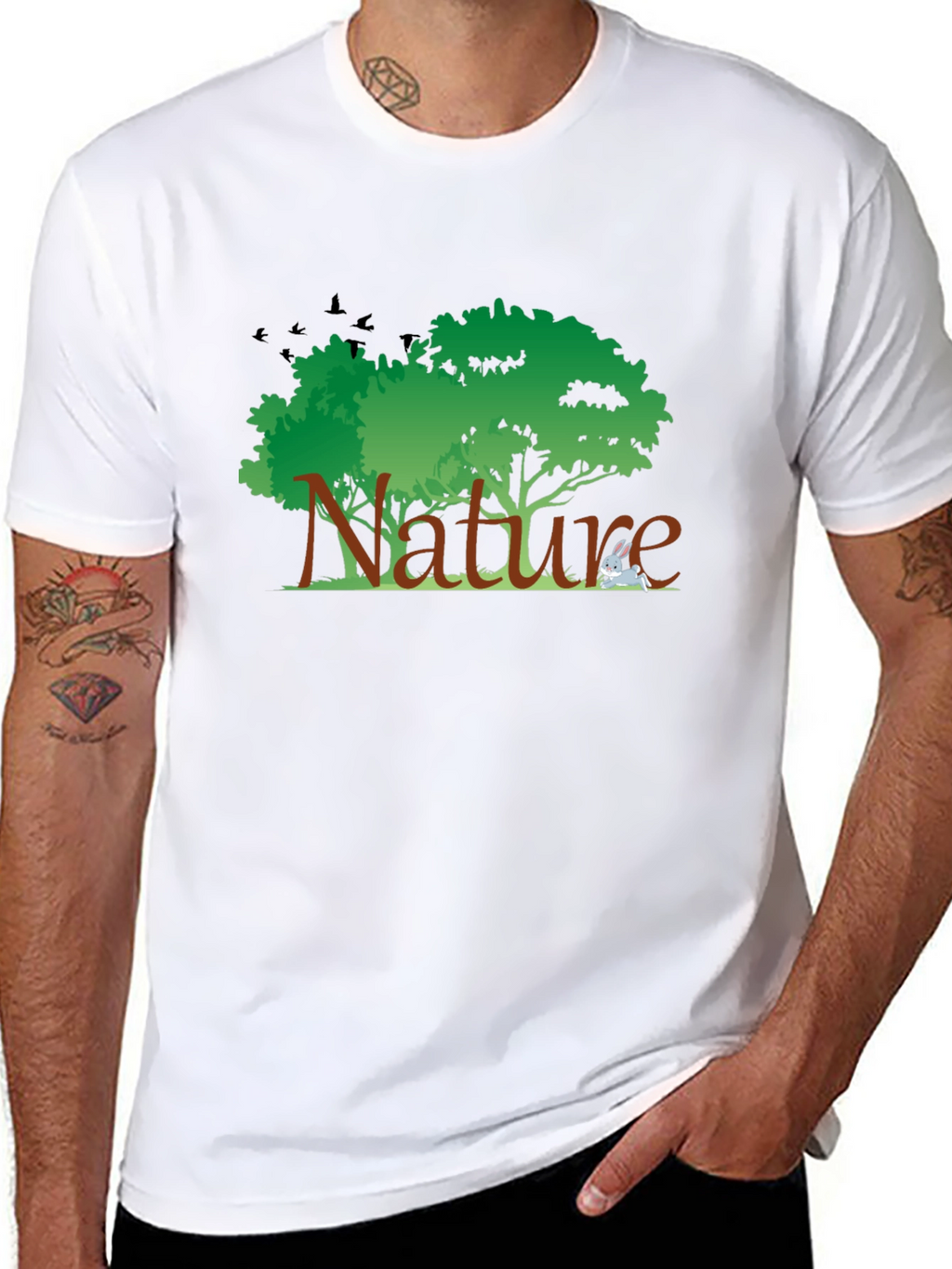 Nature Graphic Tee - Black Cotton T-Shirt