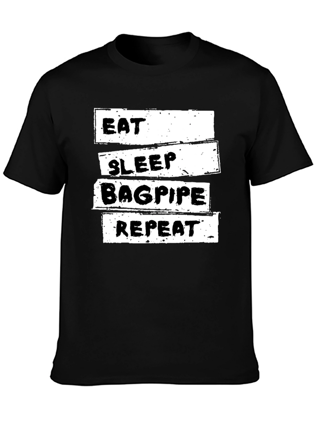 Eat Sleep Bagpipe Repeat Black T-Shirt