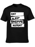 Eat Sleep Bagpipe Repeat Black T-Shirt