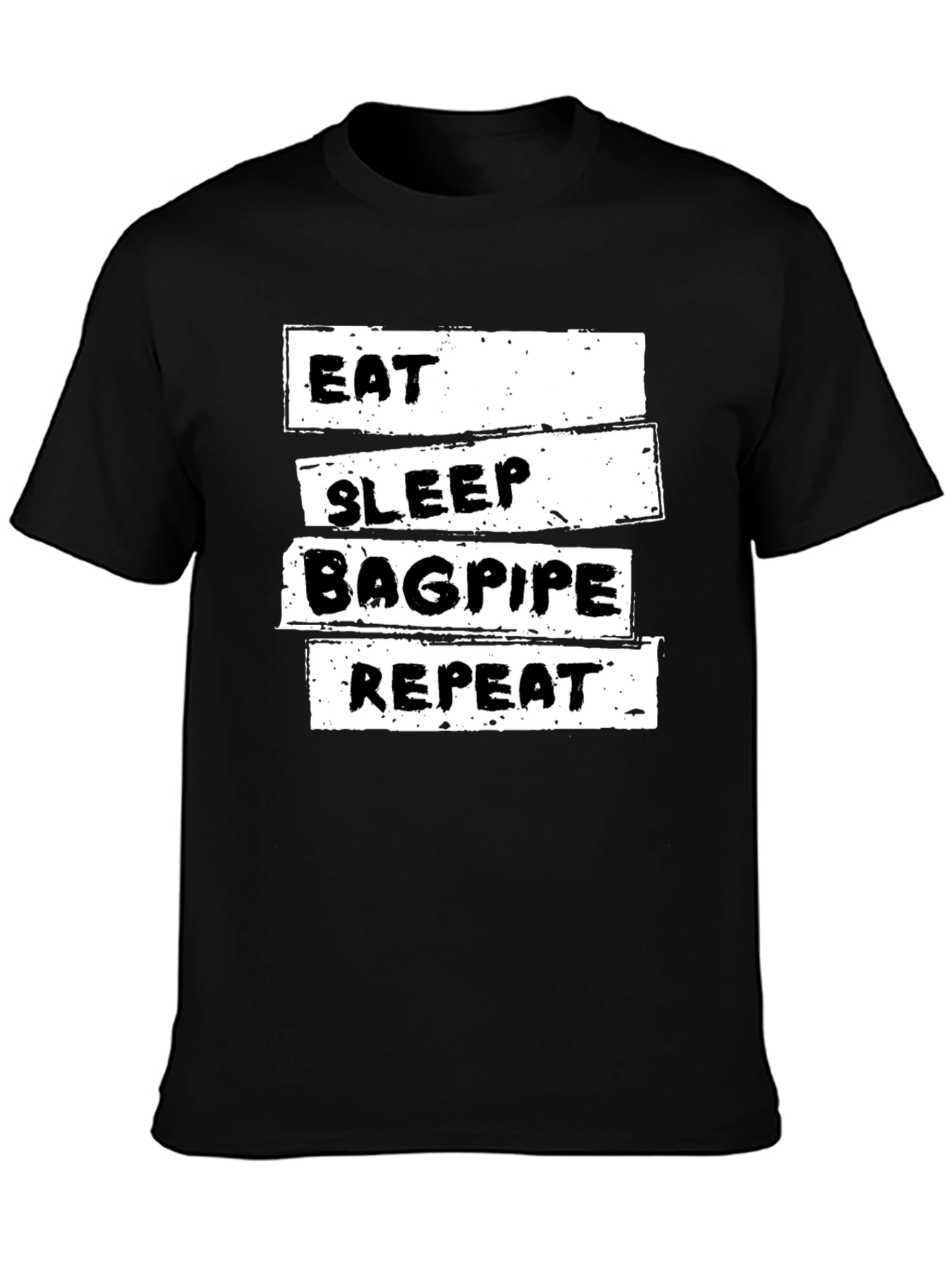 Eat Sleep Bagpipe Repeat Black T-Shirt