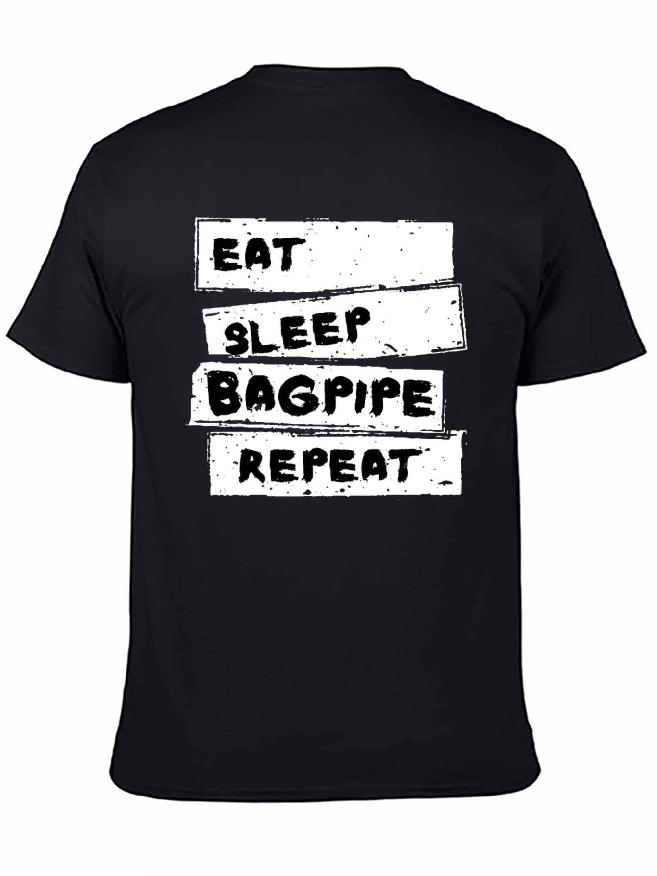 Eat Sleep Bagpipe Repeat Black T-Shirt
