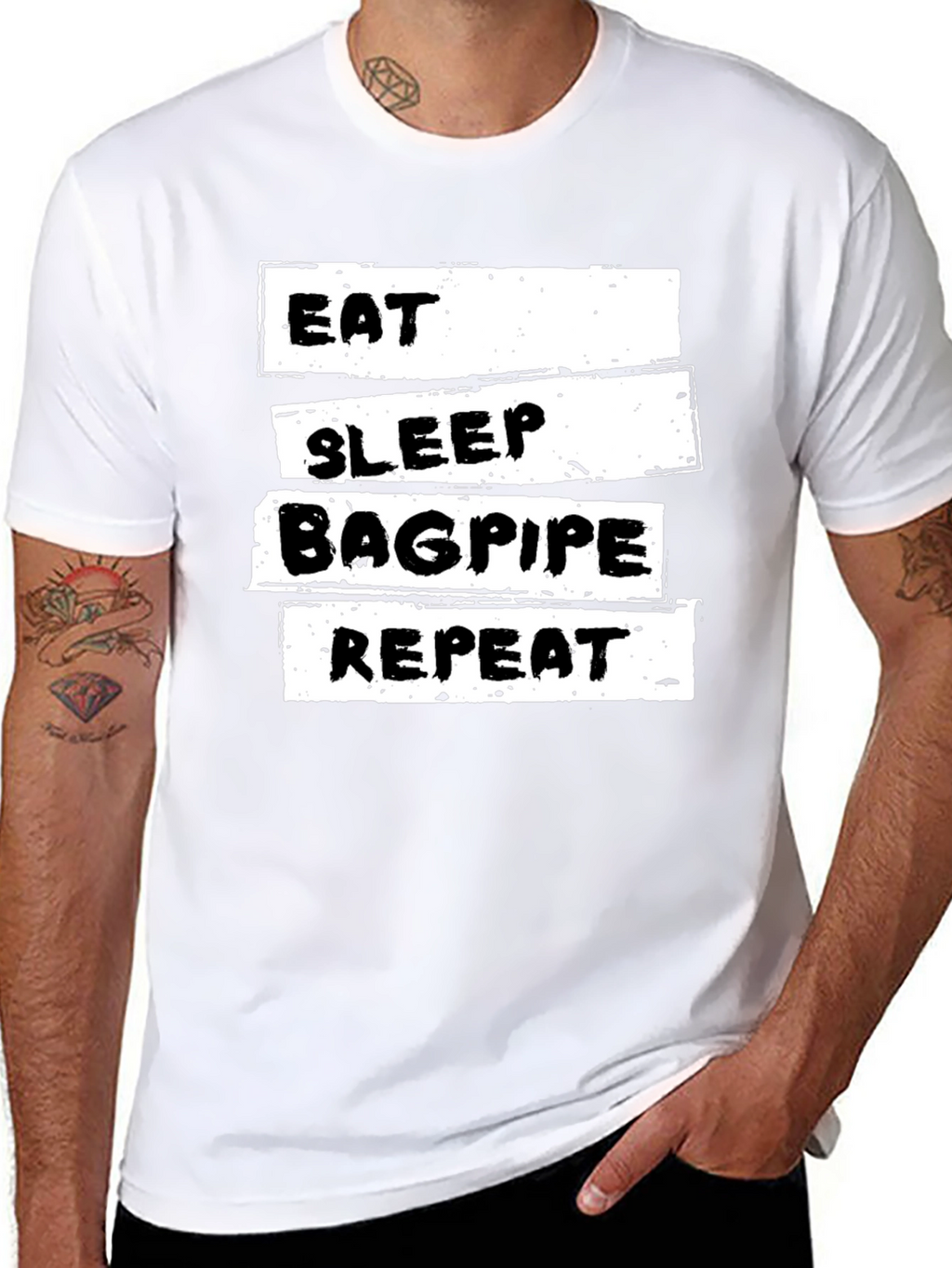 Eat Sleep Bagpipe Repeat Black T-Shirt
