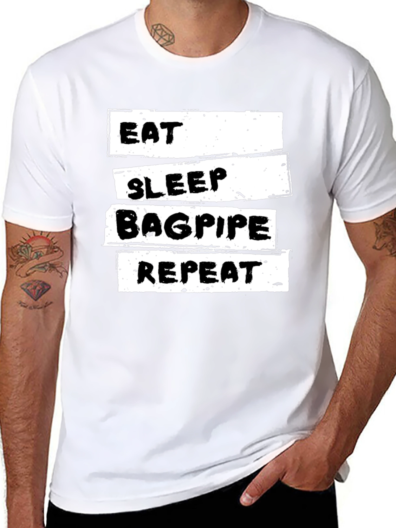 Eat Sleep Bagpipe Repeat Black T-Shirt
