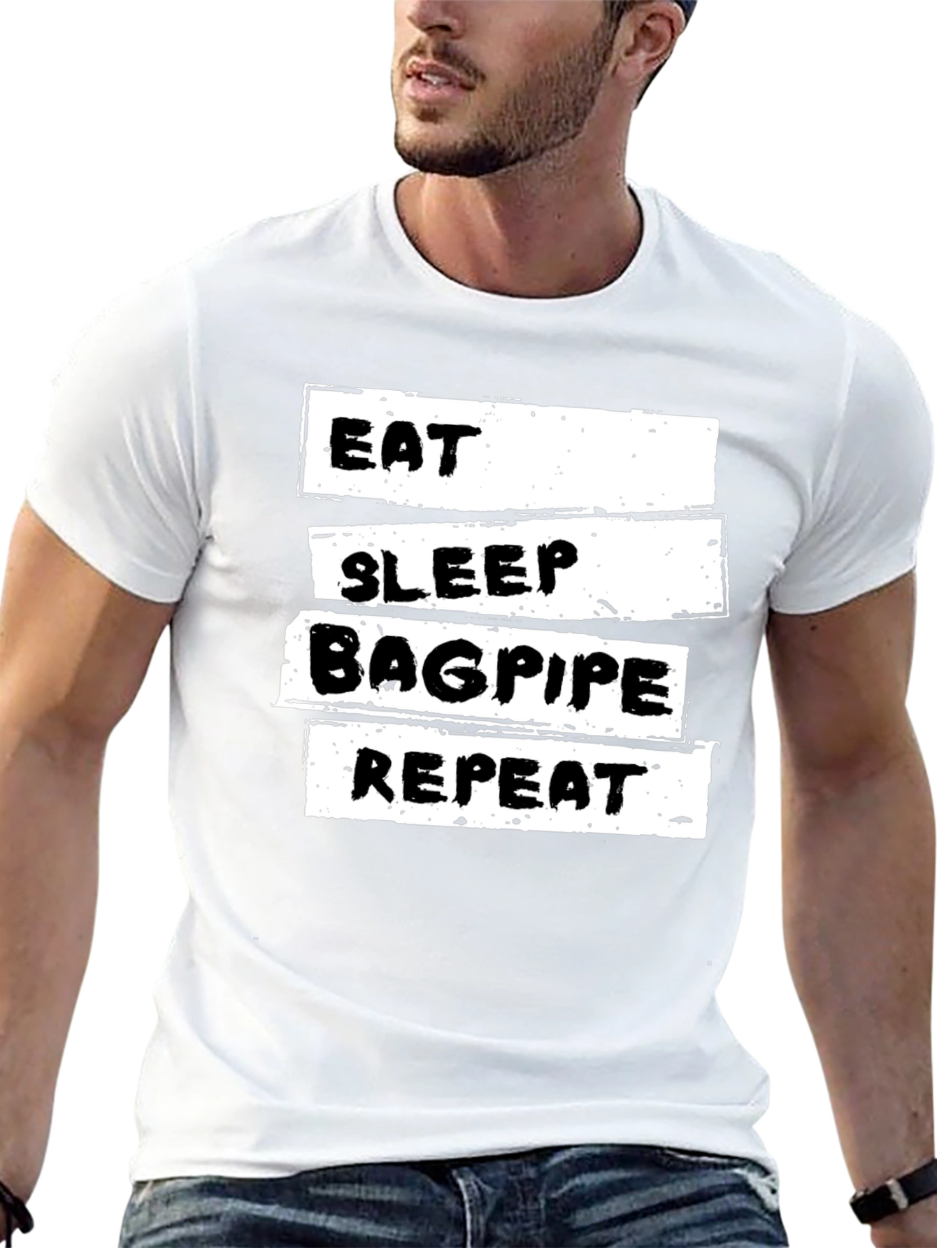 Eat Sleep Bagpipe Repeat Black T-Shirt