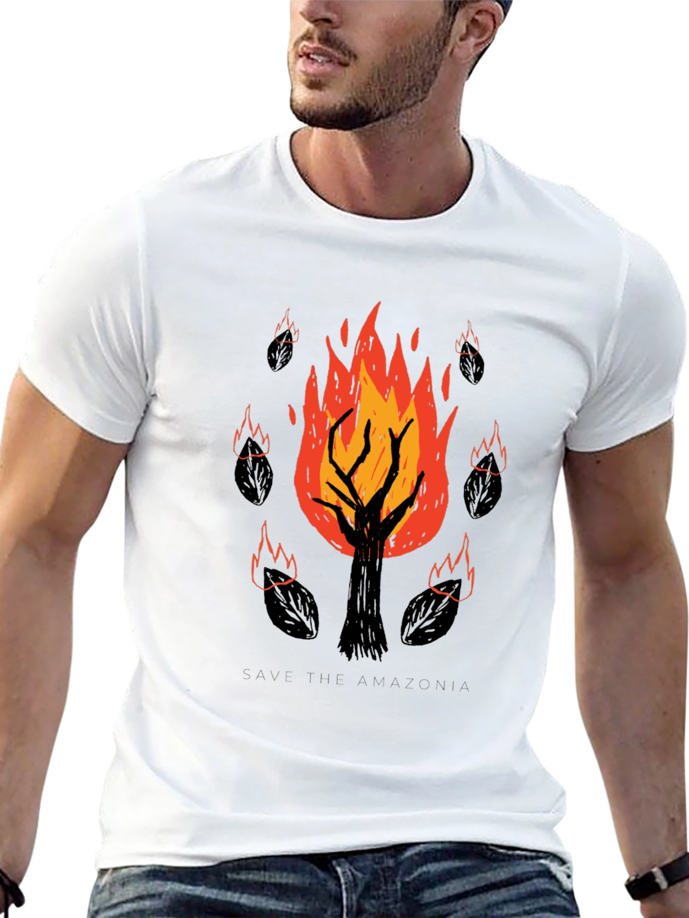 Save the Amazonia Tree Fire Graphic Tee - Black