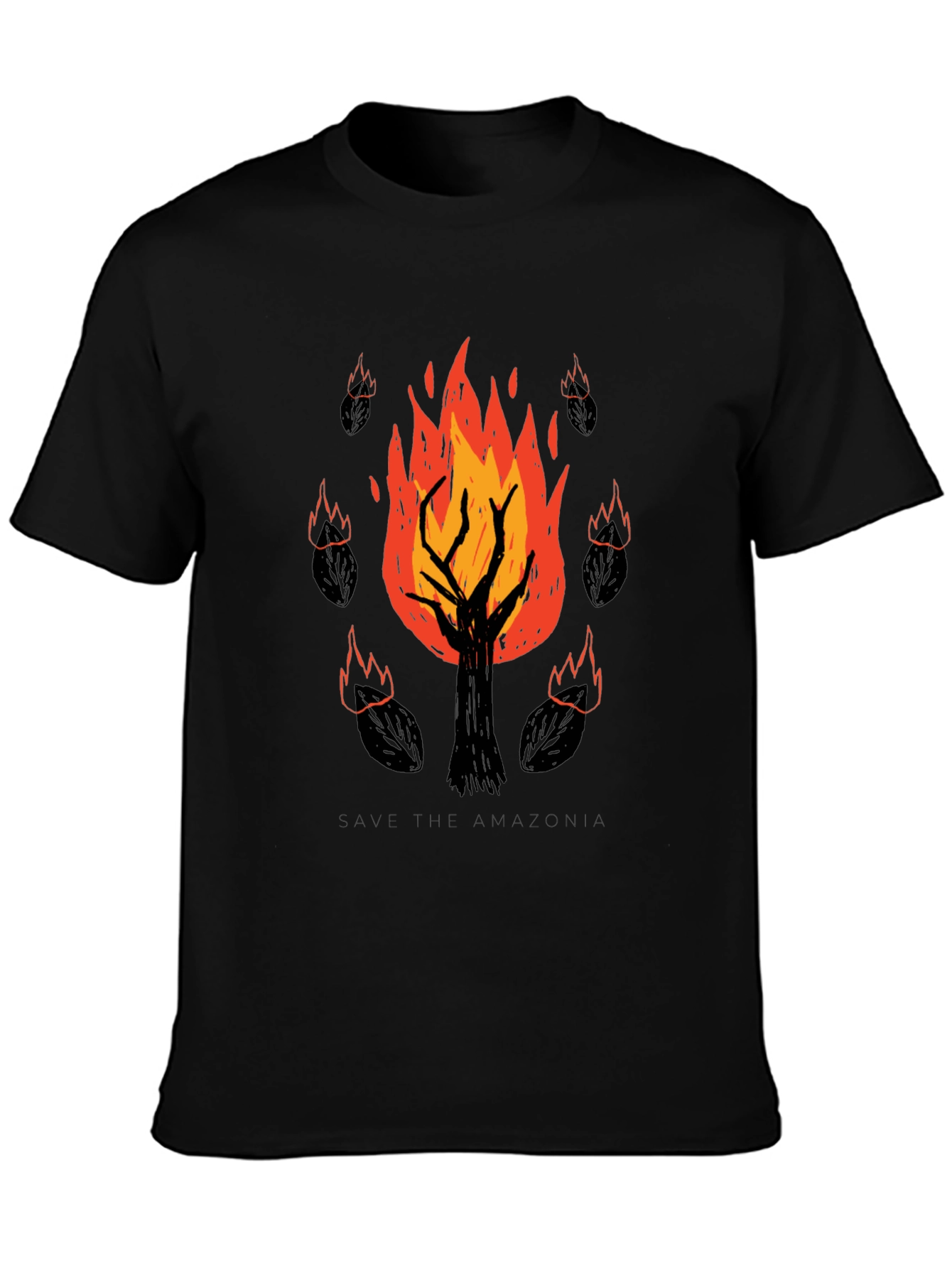 Save the Amazonia Tree Fire Graphic Tee - Black