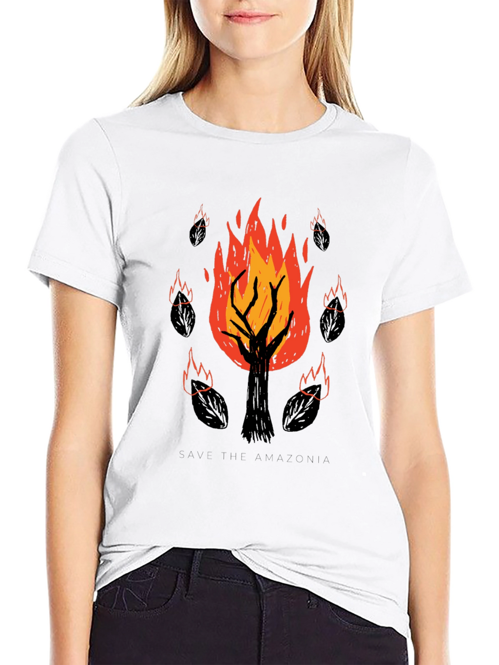 Save the Amazonia Tree Fire Graphic Tee - Black
