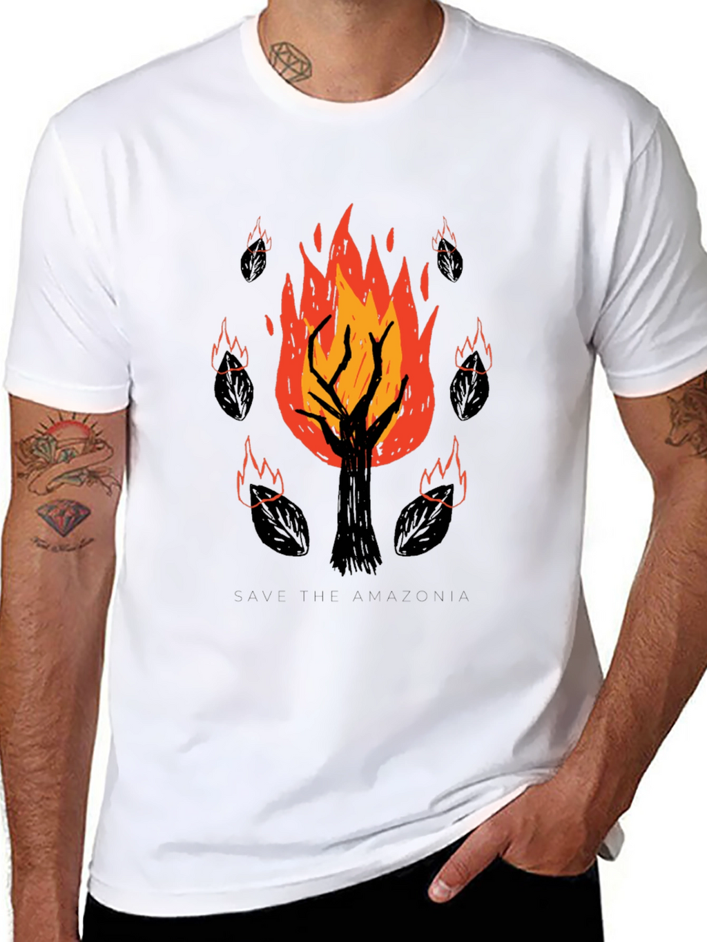 Save the Amazonia Tree Fire Graphic Tee - Black
