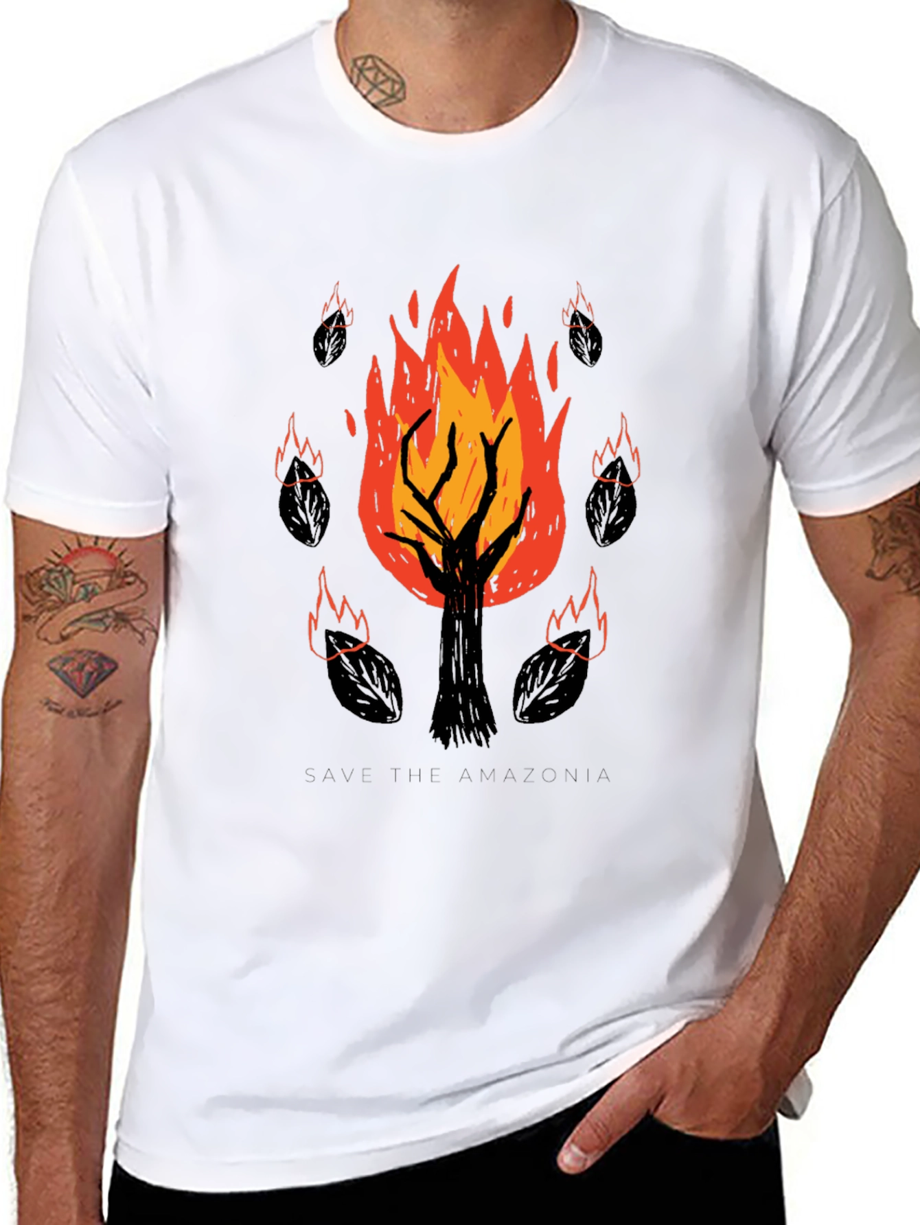Save the Amazonia Tree Fire Graphic Tee - Black