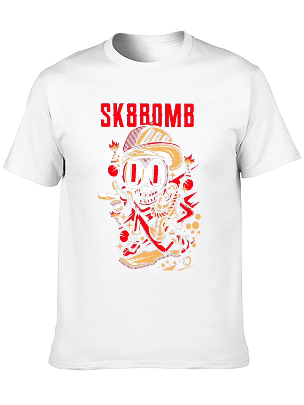 Sk8bomb Cartoon Skeleton Graphic Tee - Black