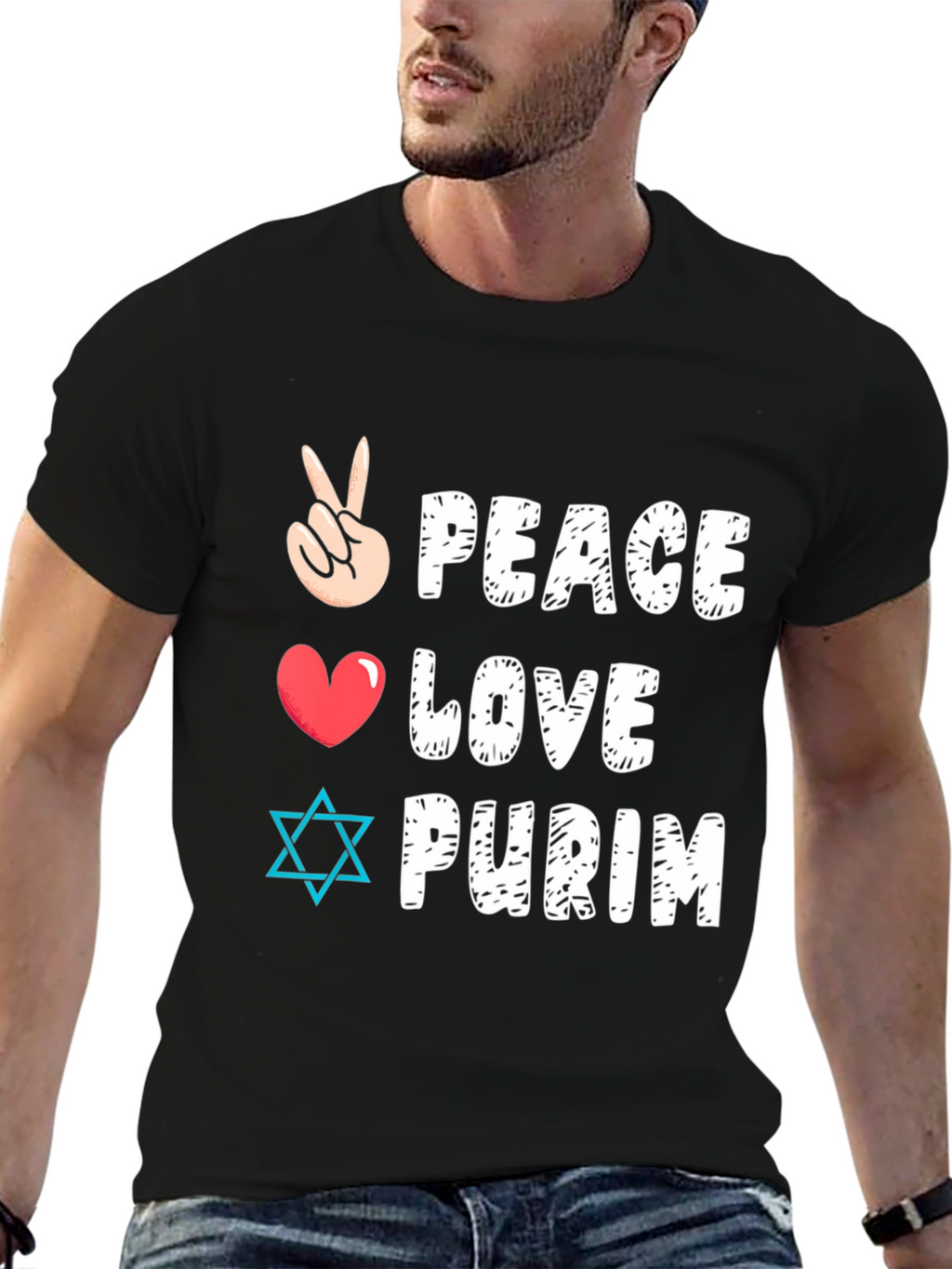 Peace Love Purim T-Shirt Jewish Holiday Tee