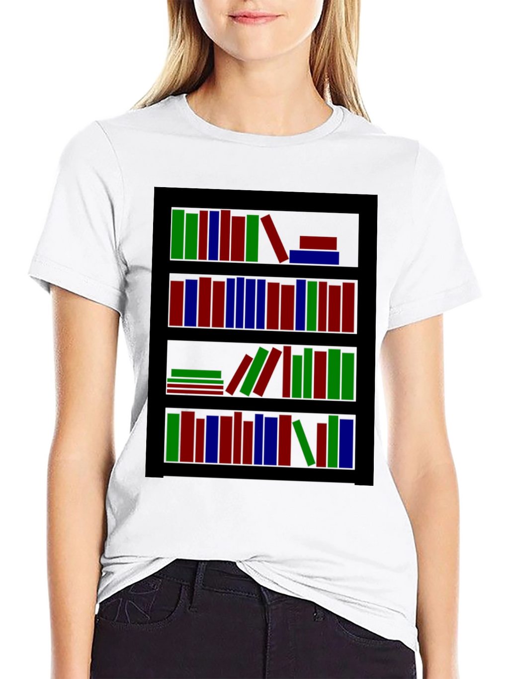 Bookshelf Graphic Tee - Stylish Book Lover Shirt