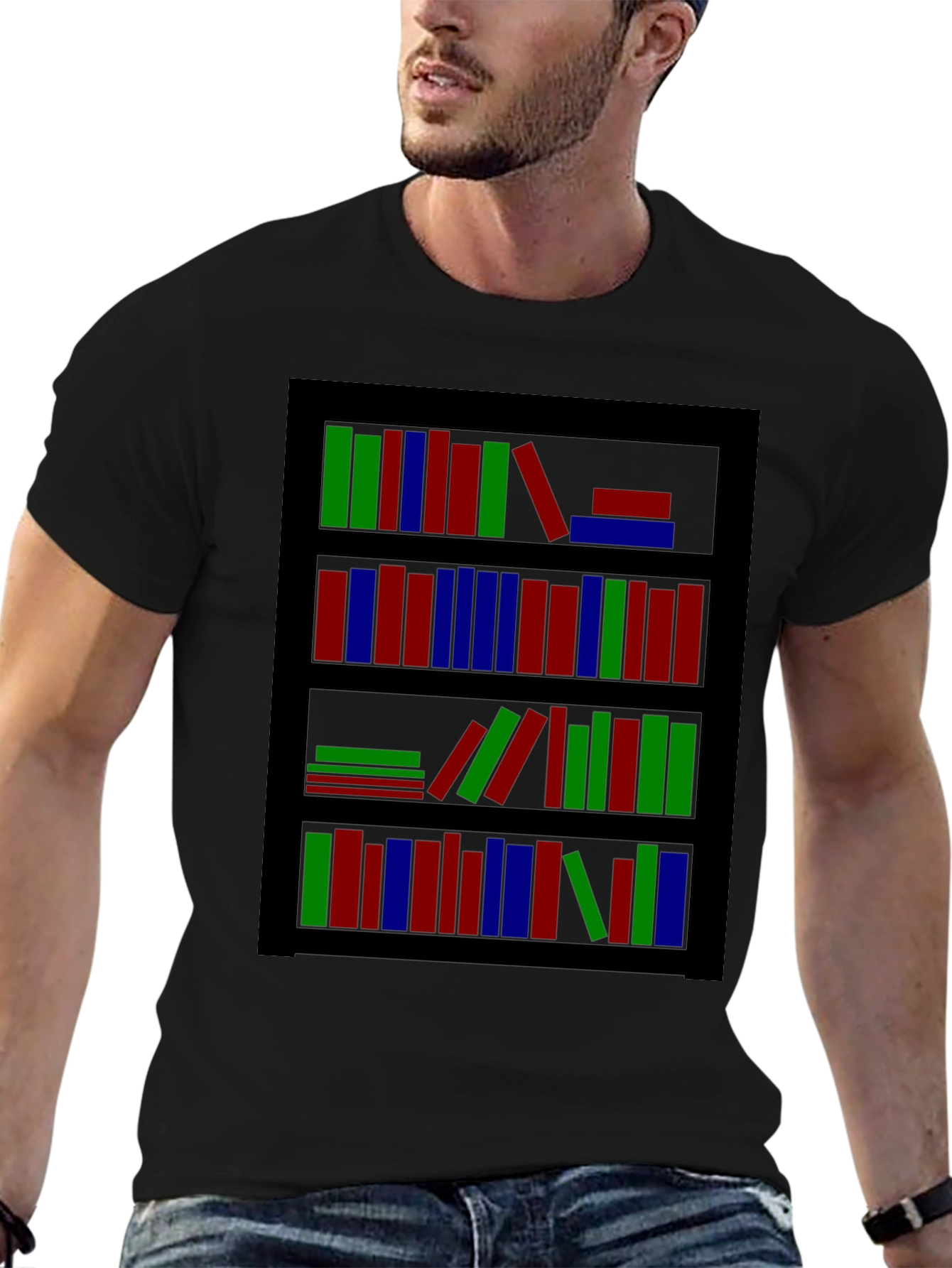 Bookshelf Graphic Tee - Stylish Book Lover Shirt