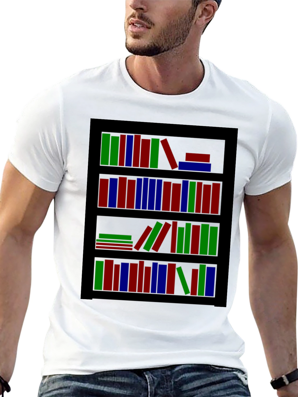 Bookshelf Graphic Tee - Stylish Book Lover Shirt