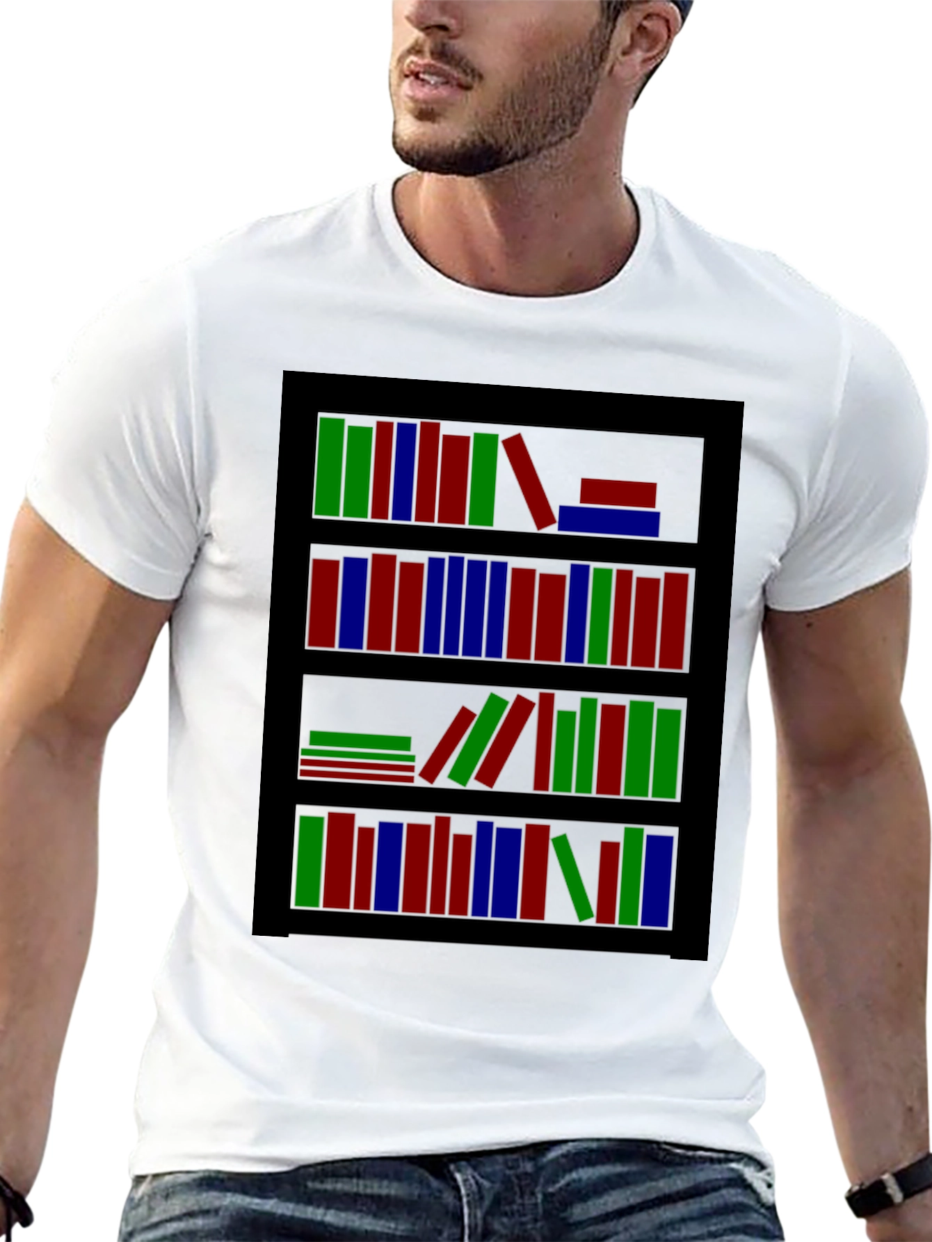 Bookshelf Graphic Tee - Stylish Book Lover Shirt