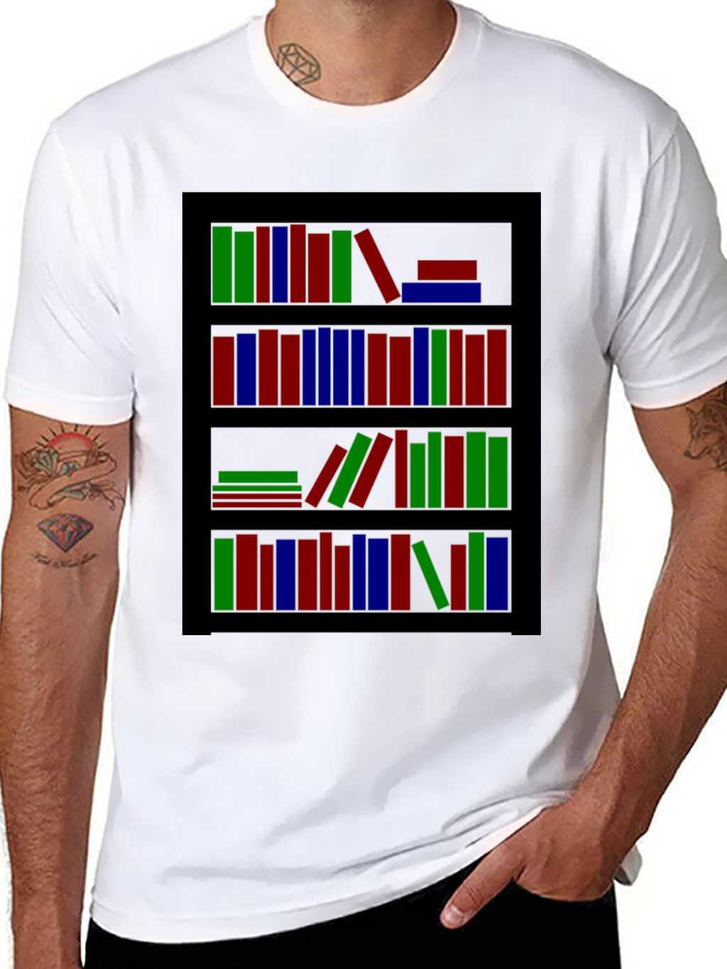 Bookshelf Graphic Tee - Stylish Book Lover Shirt