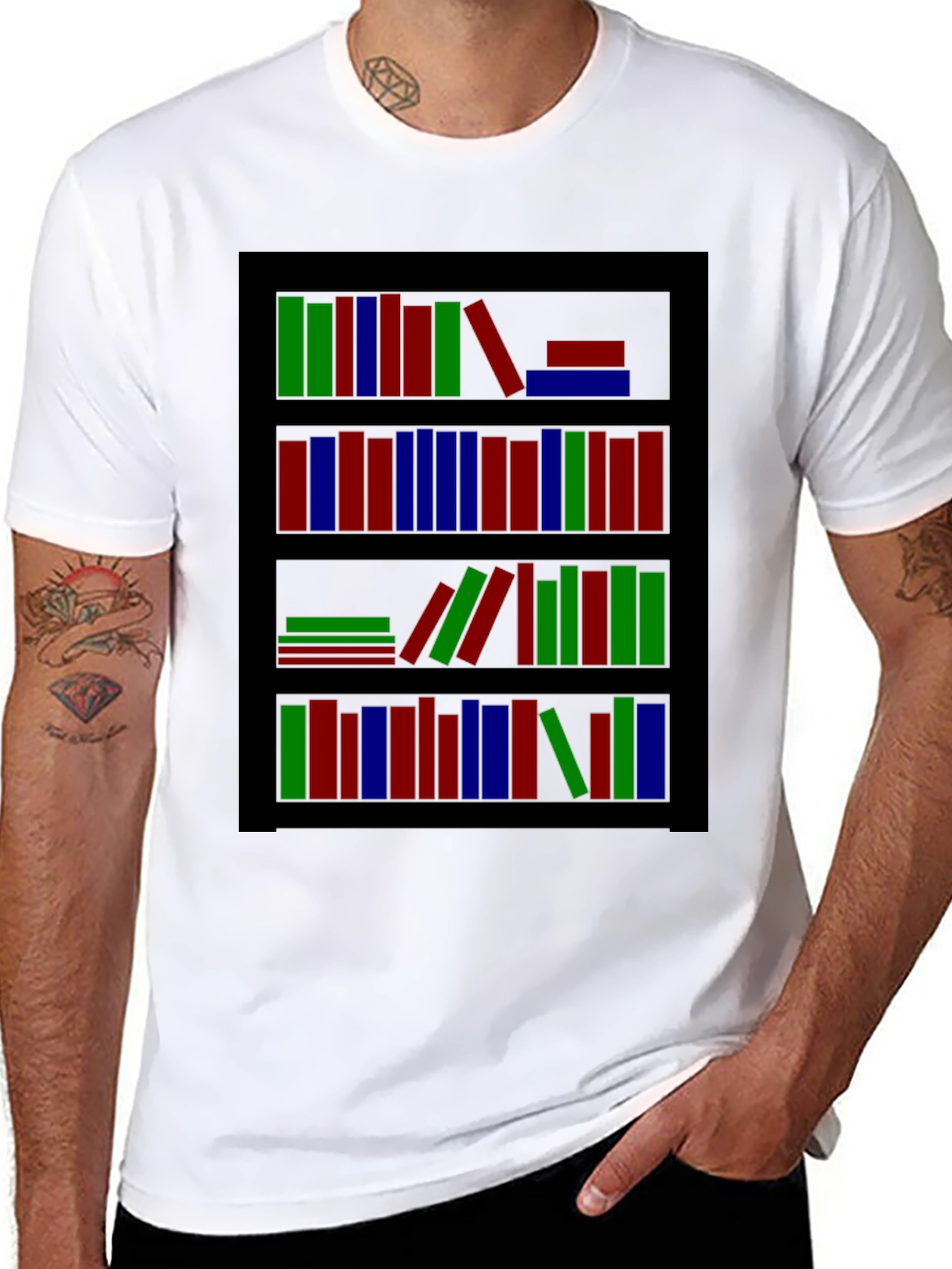 Bookshelf Graphic Tee - Stylish Book Lover Shirt