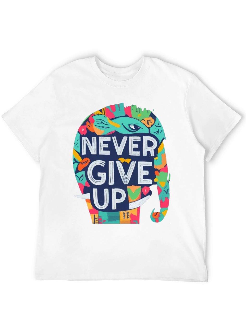 Never Give Up Elephant Graphic Tee - Black