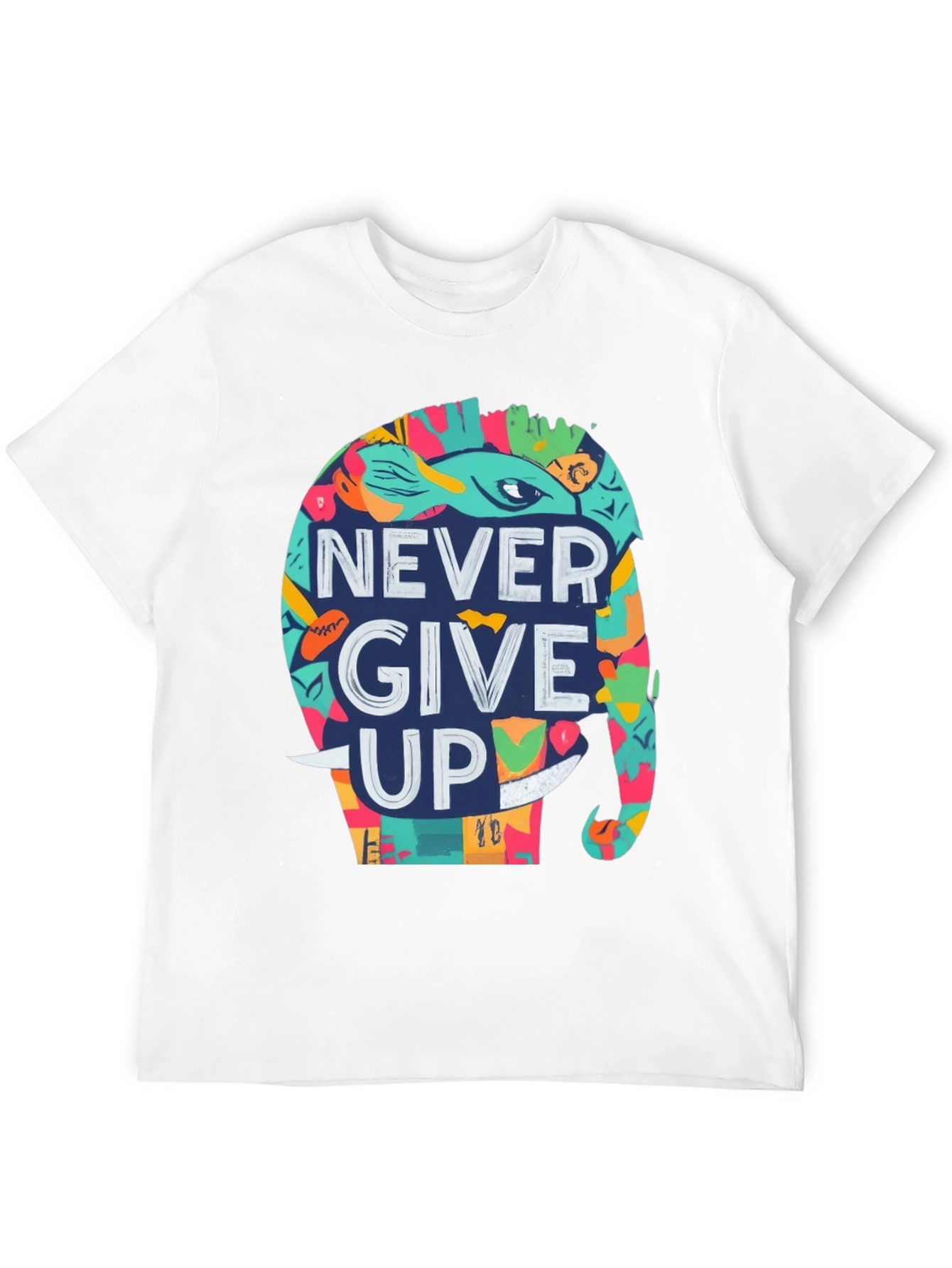 Never Give Up Elephant Graphic Tee - Black