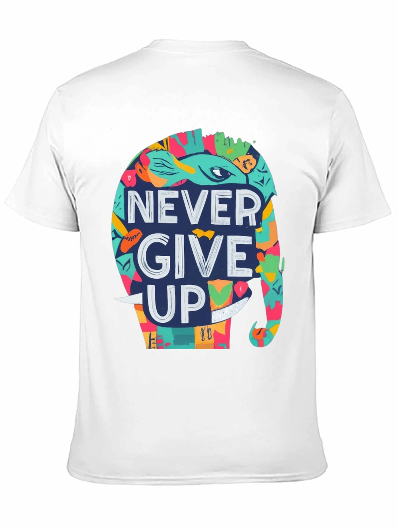 Never Give Up Elephant Graphic Tee - Black