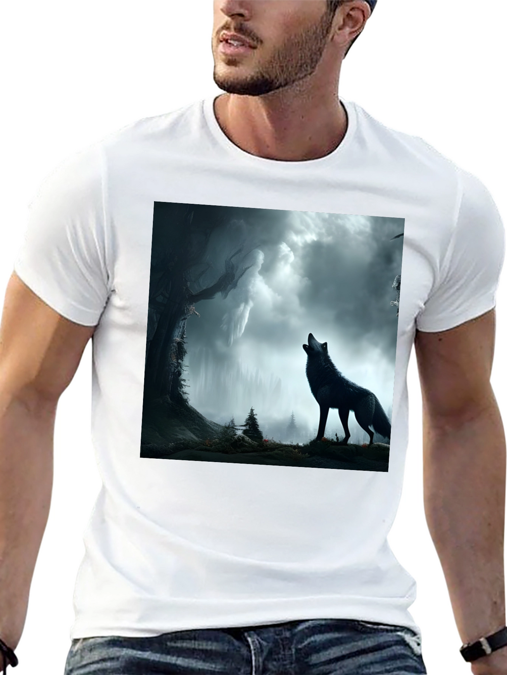 Wolf Howling at the Moon Graphic Tee