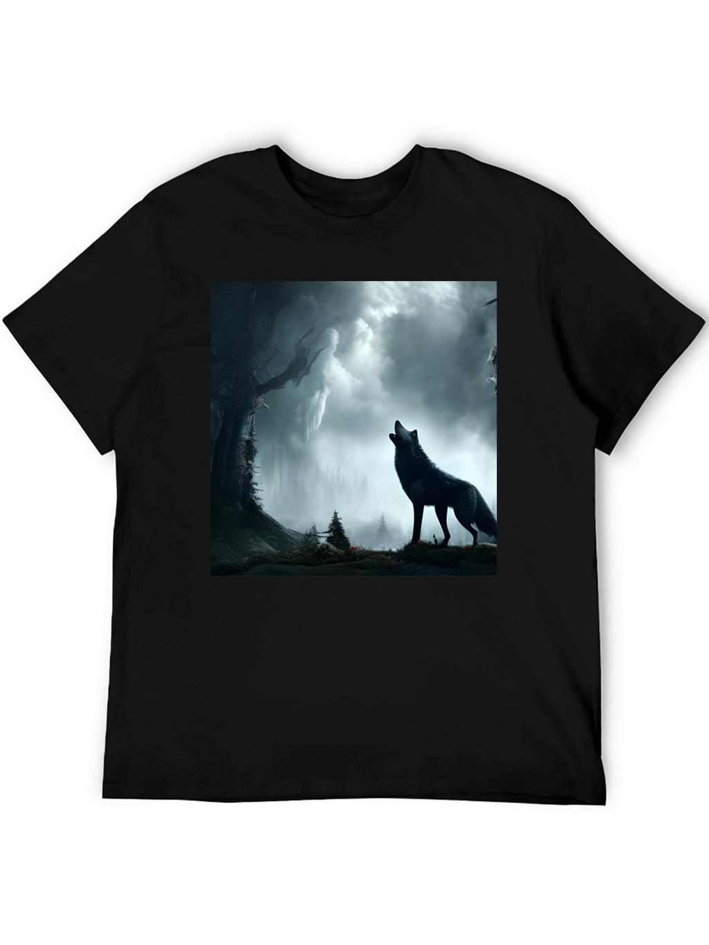 Wolf Howling at the Moon Graphic Tee