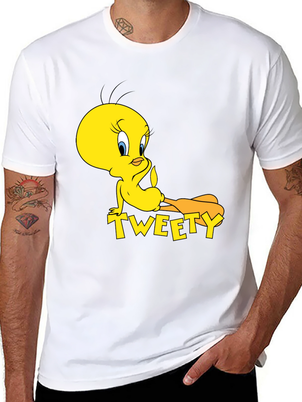 Tweety Bird Graphic Print Black T-Shirt
