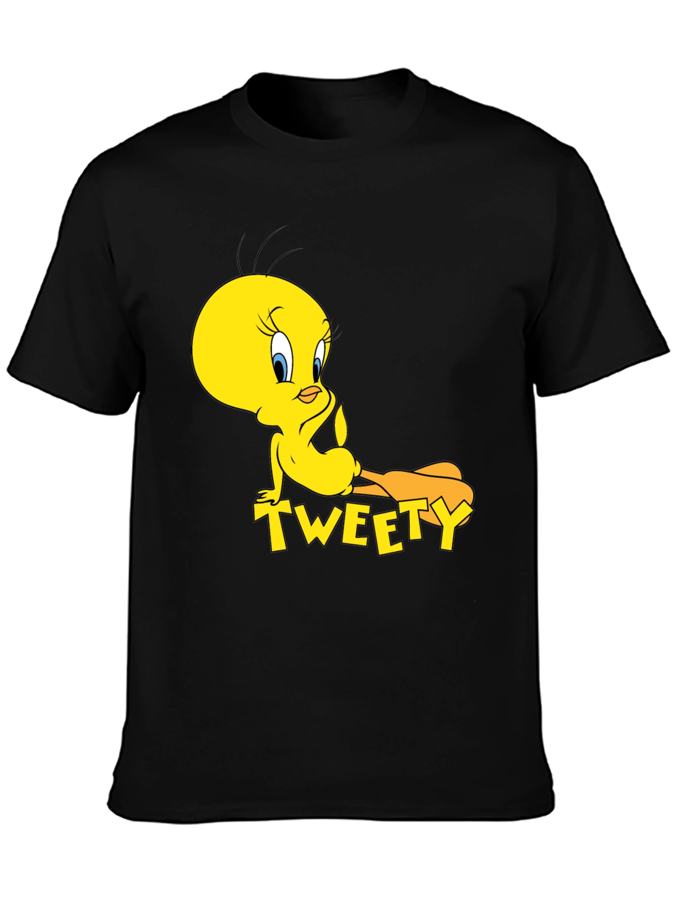 Tweety Bird Graphic Print Black T-Shirt