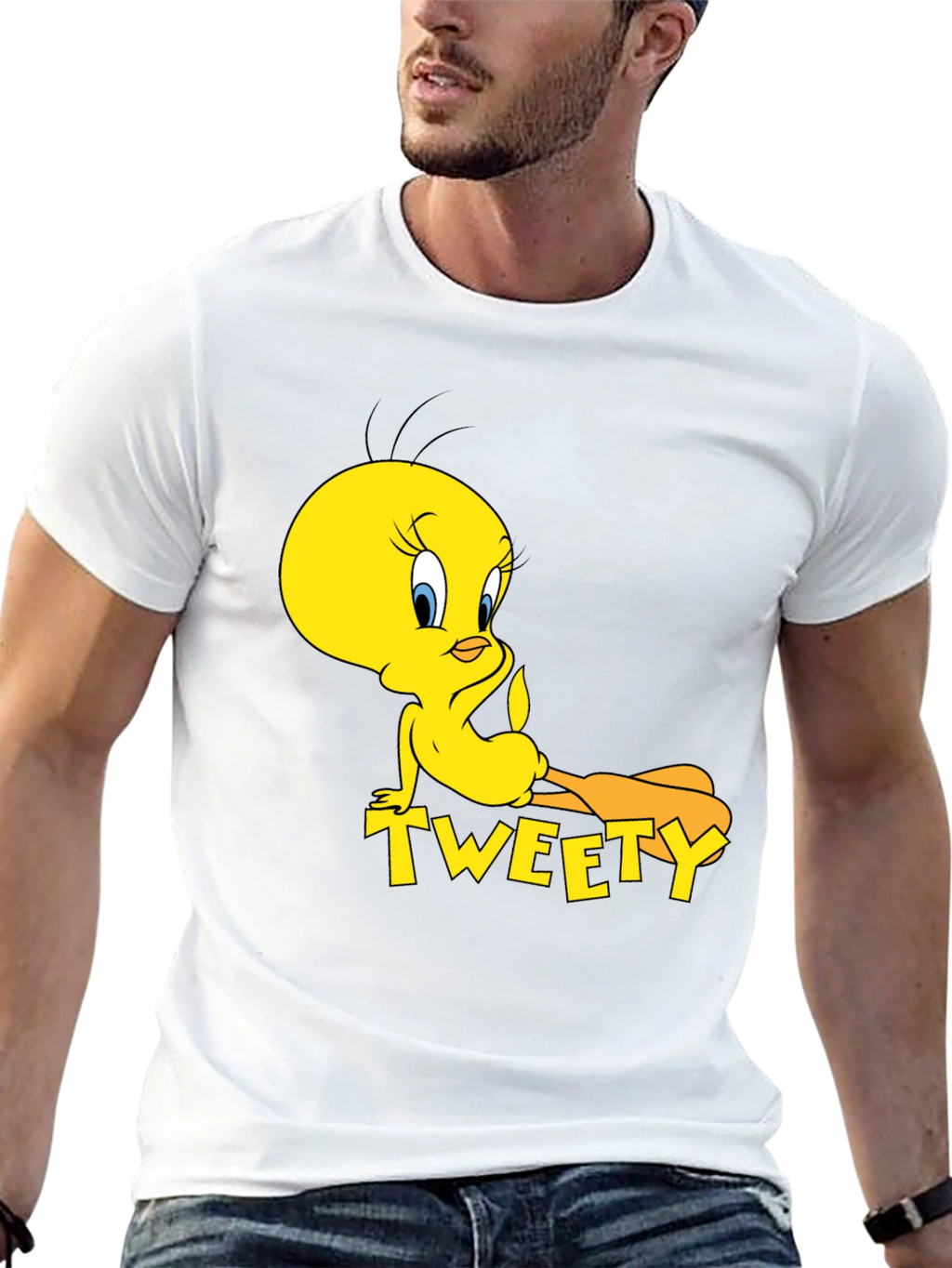 Tweety Bird Graphic Print Black T-Shirt