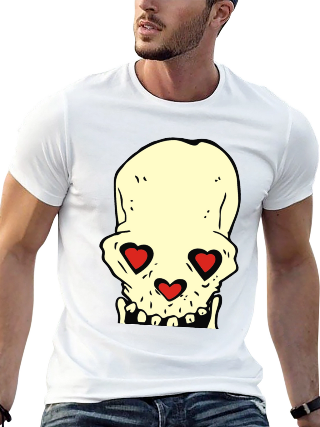 Skull With Heart Eyes Graphic Tee