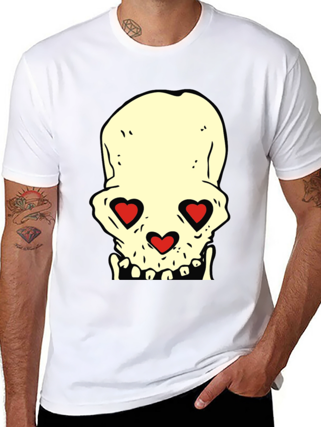 Skull With Heart Eyes Graphic Tee