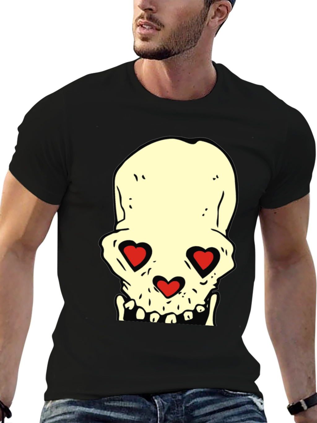 Skull With Heart Eyes Graphic Tee