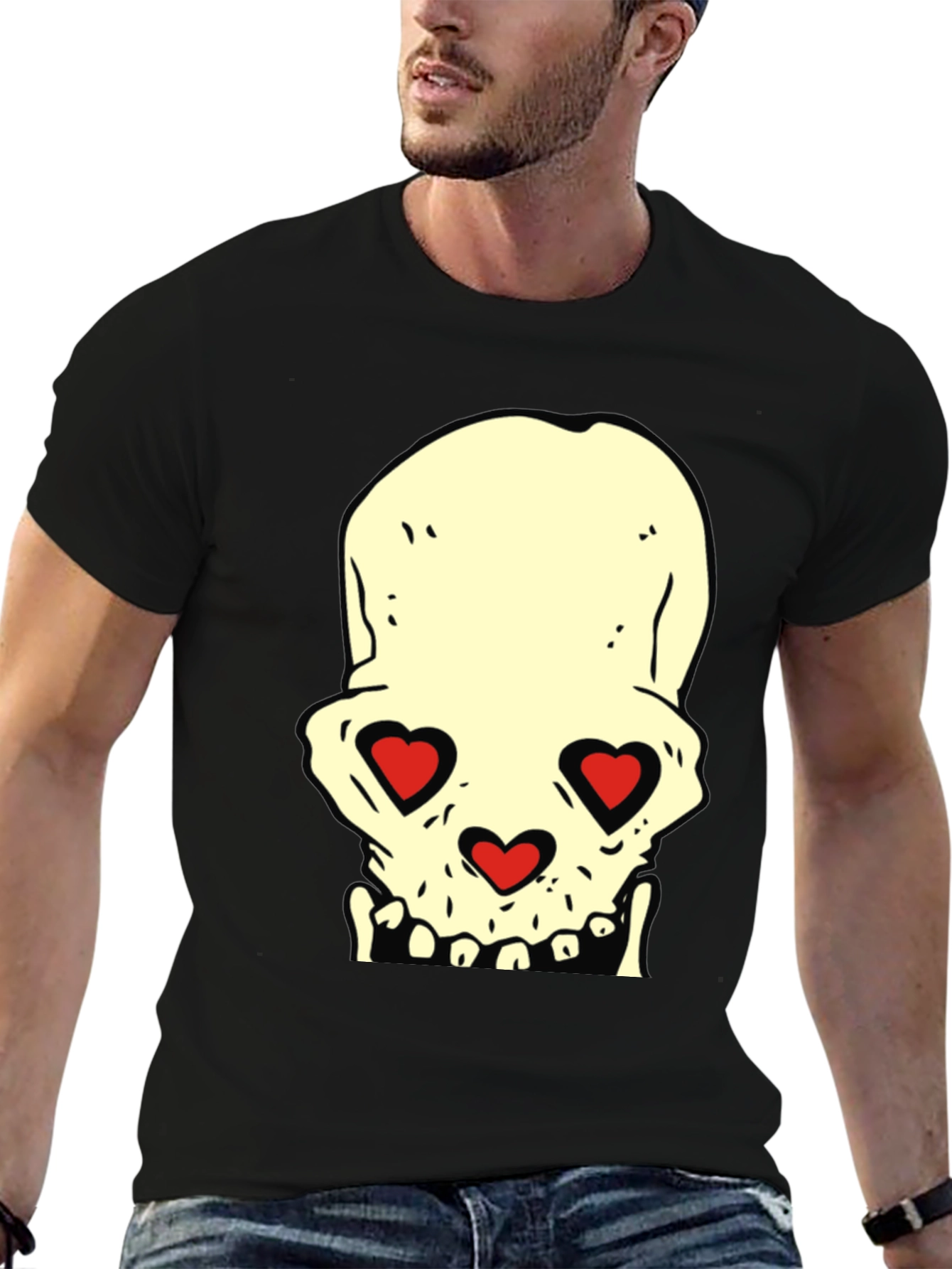 Skull With Heart Eyes Graphic Tee