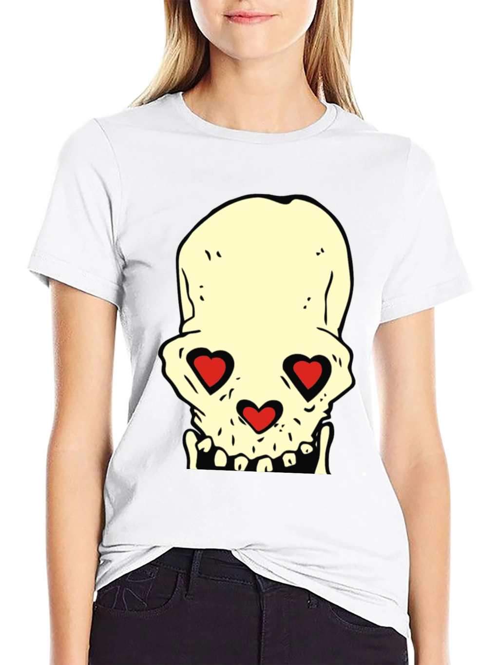 Skull With Heart Eyes Graphic Tee