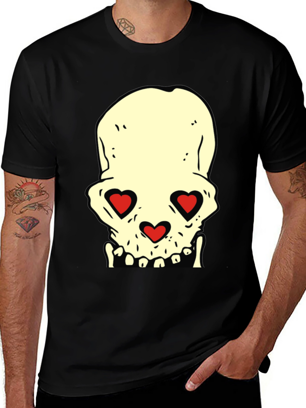 Skull With Heart Eyes Graphic Tee