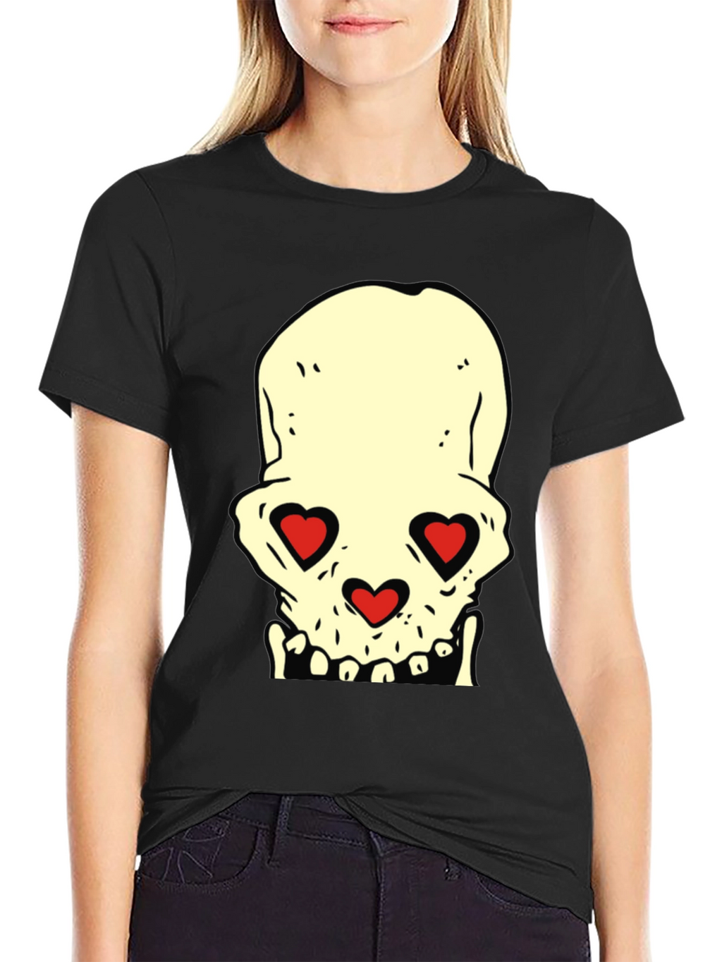 Skull With Heart Eyes Graphic Tee
