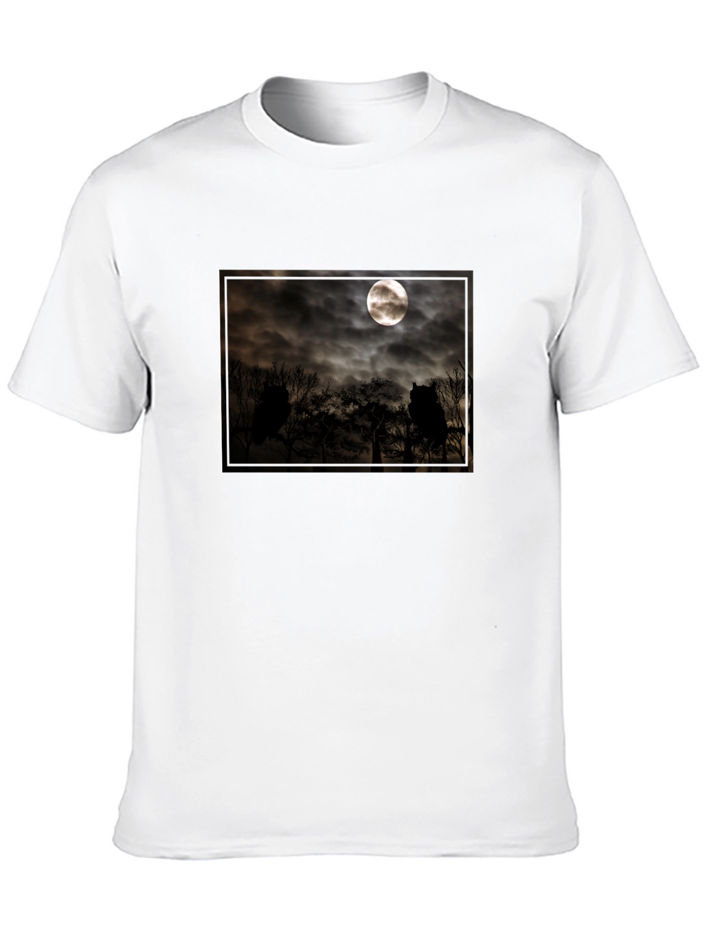 Eerie Moonlit Owl Scene Tee
