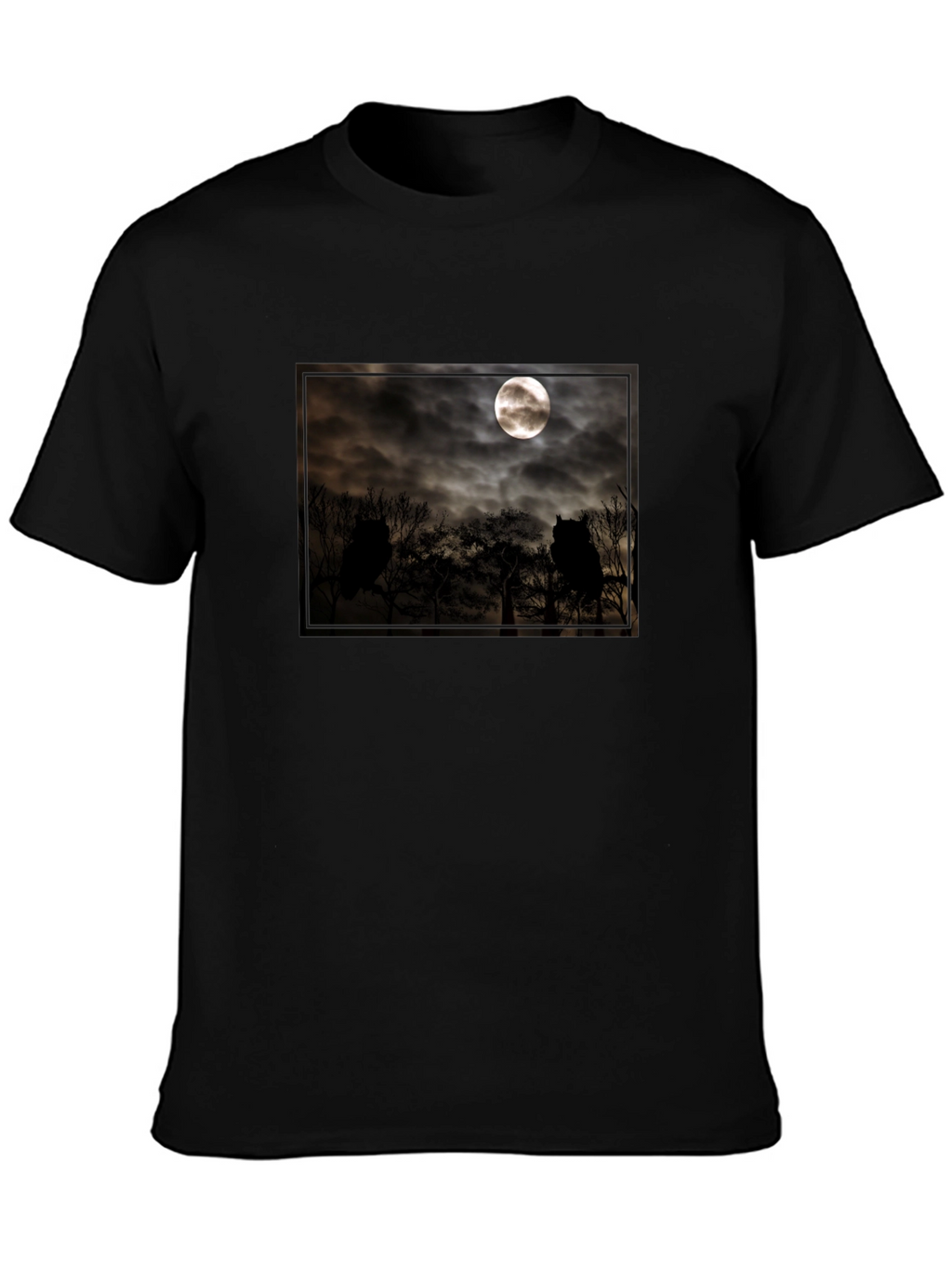 Eerie Moonlit Owl Scene Tee