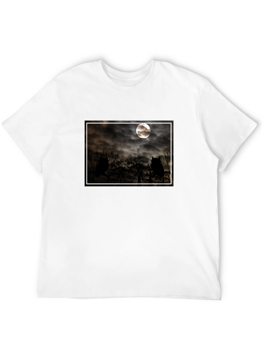 Eerie Moonlit Owl Scene Tee
