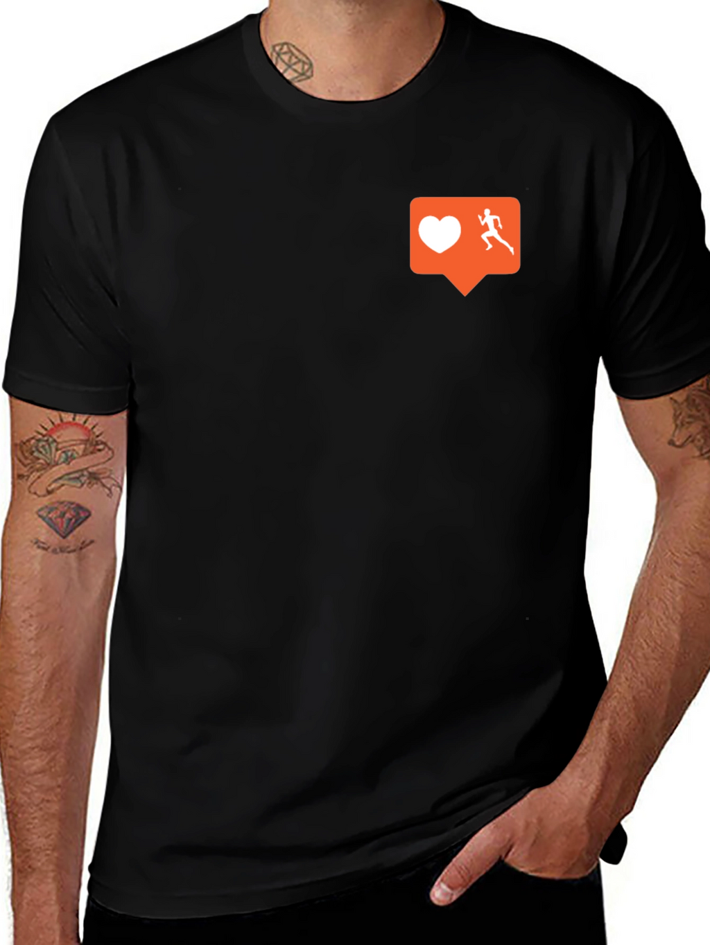 Runners Heart T-Shirt: Black Cotton Blend Motivational Design