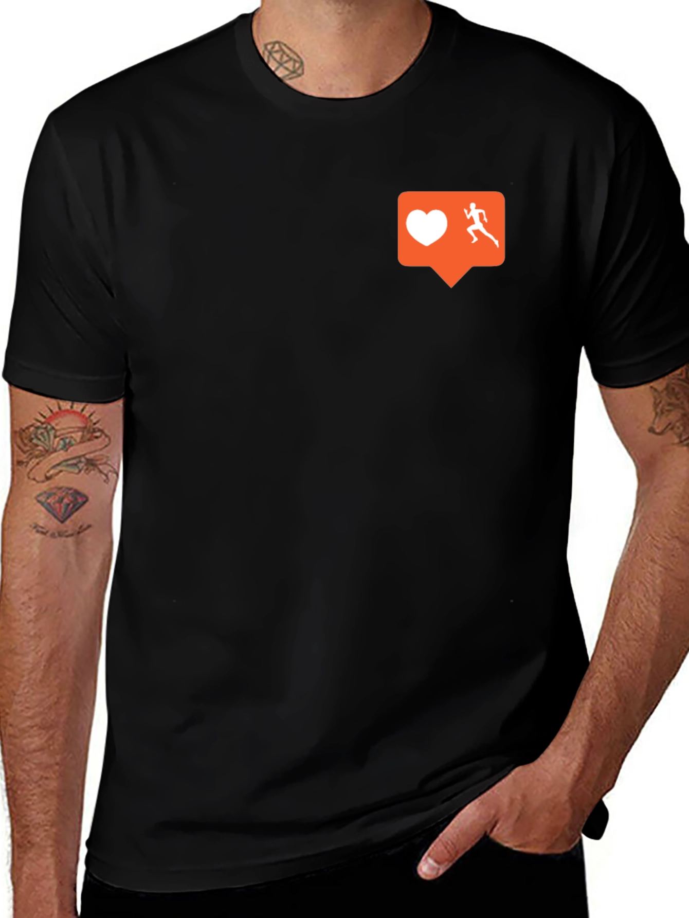Runners Heart T-Shirt: Black Cotton Blend Motivational Design
