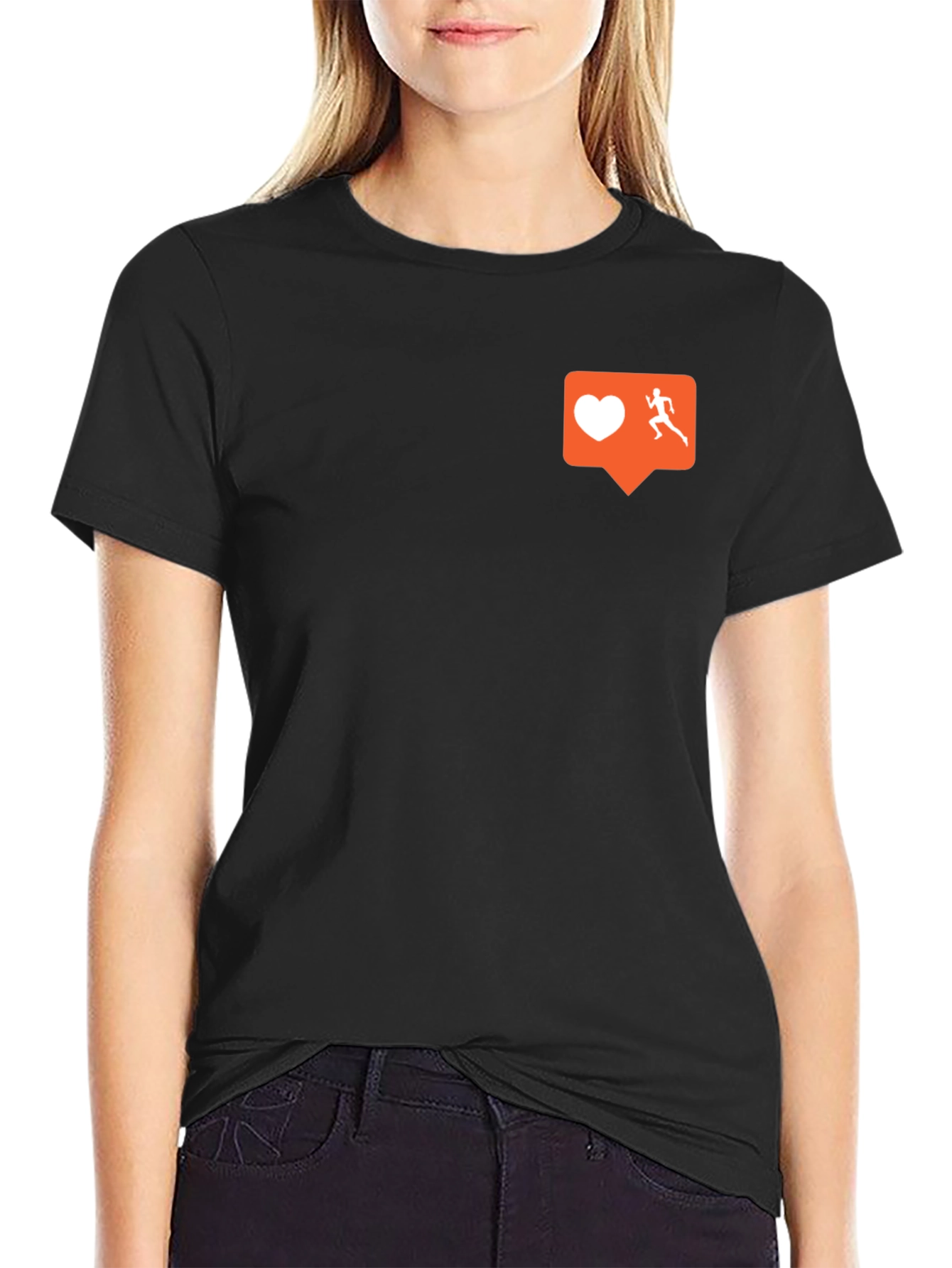 Runners Heart T-Shirt: Black Cotton Blend Motivational Design